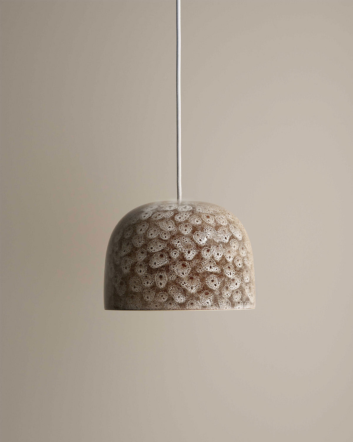 Small Ceramic Pendant Bell Light / White Ochre