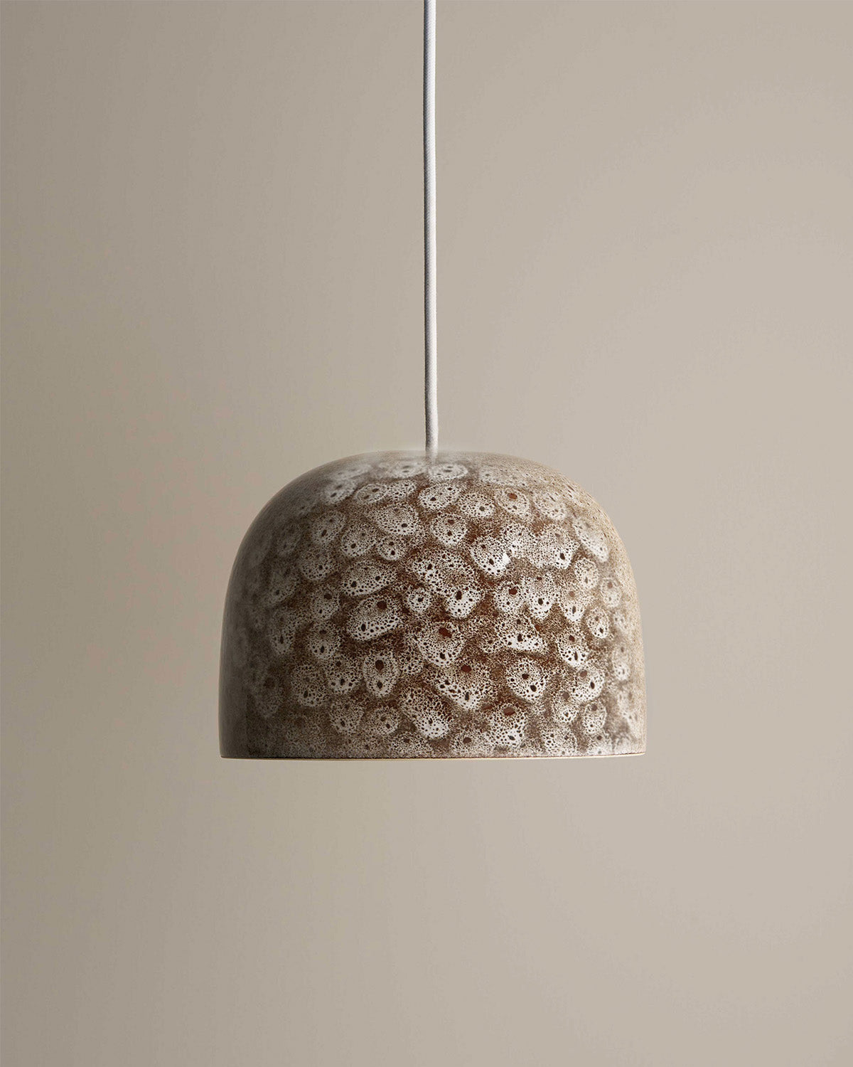 Large Ceramic Pendant Bell Light / White Ochre