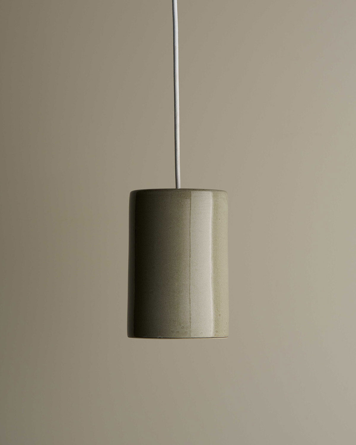 Large Ceramic Pendant Cylinder Light / Saltbush