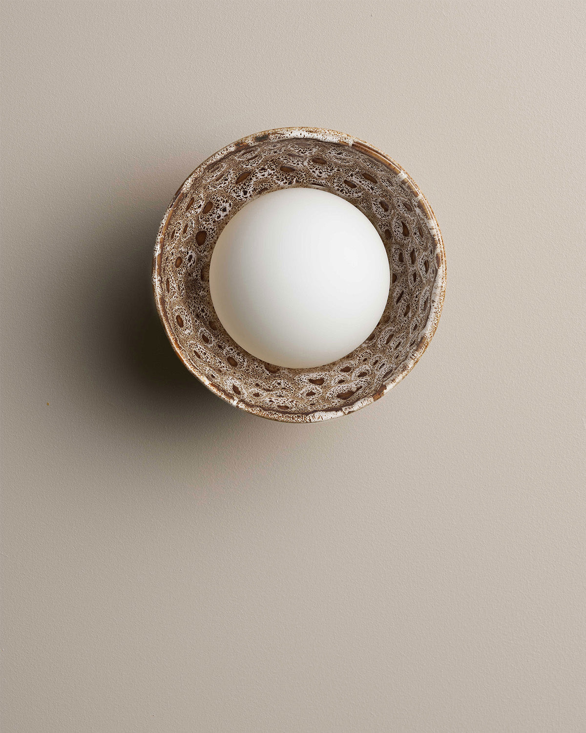 Ceramic Wall Bowl Sconce Light / White Ochre